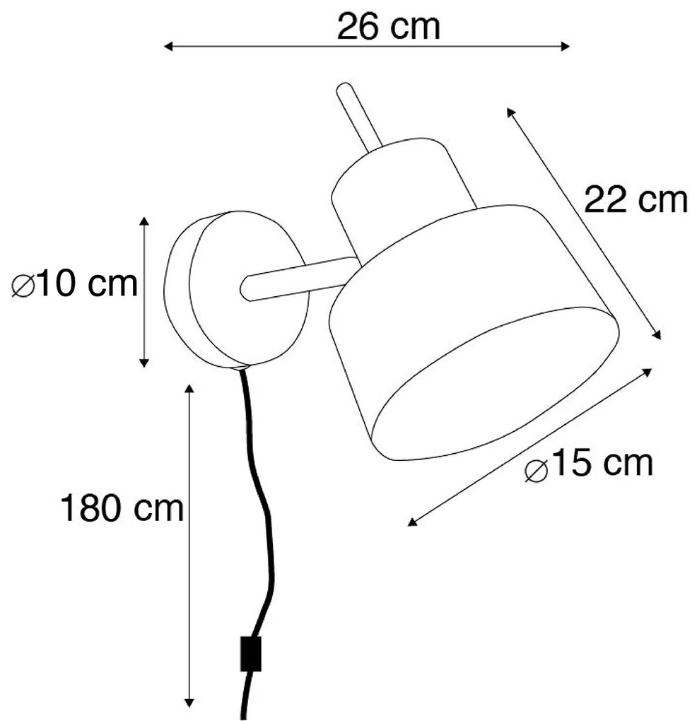 Inteligentná nástenná lampa čierna vrátane Wifi A60 - Chappie