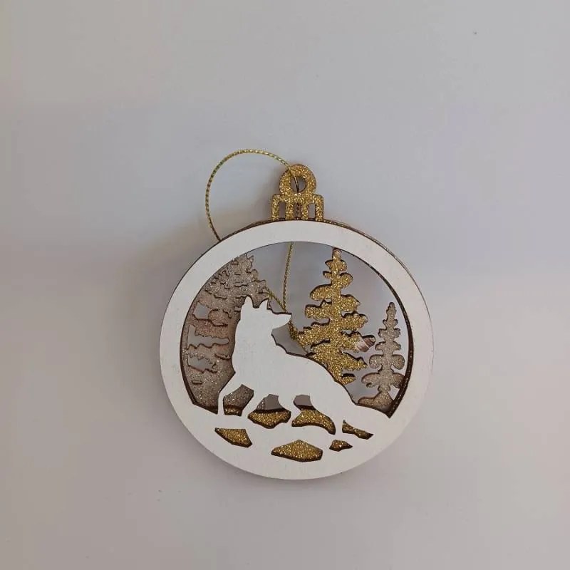 DECOLED Ozdoba, vlk, 8,5 cm, drevená