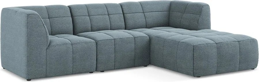 Modrá rohová pohovka z textílie buklé (pravý roh/s leňoškou) Aloha – Makamii