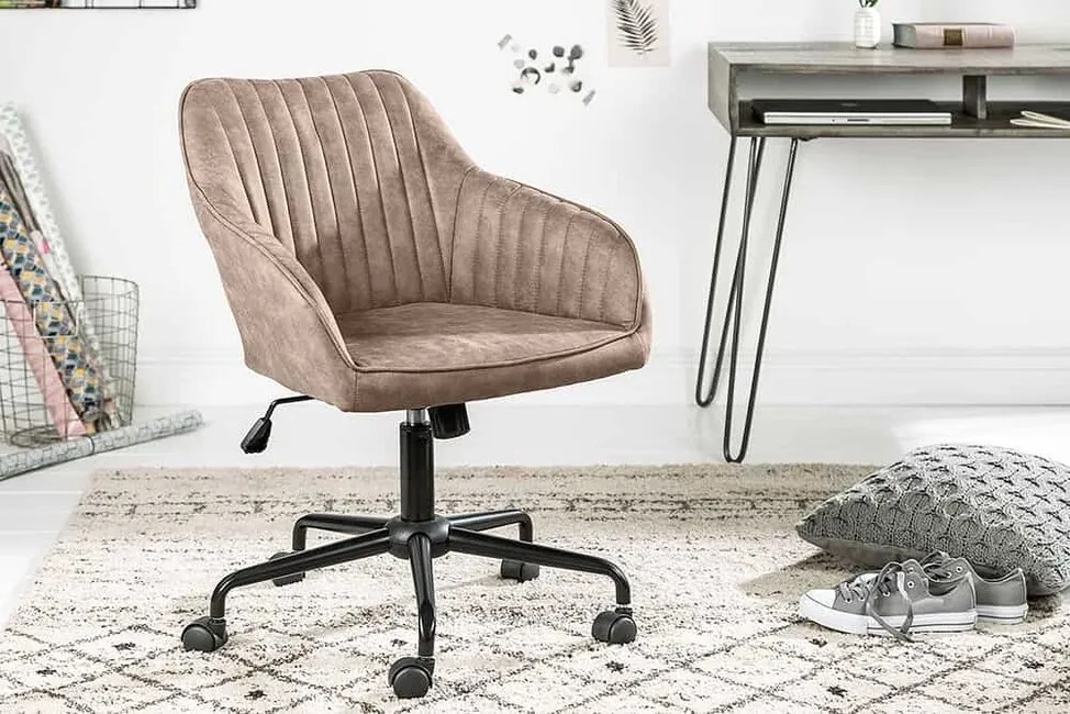 Otočná a výškovo nastaviteľná kancelárska stolička Palermo mikrovlákno taupe