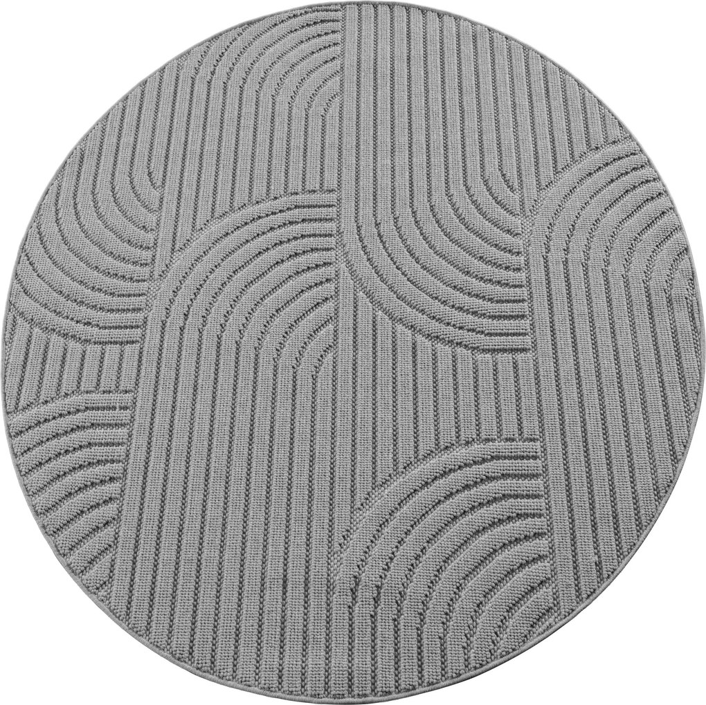 Ayyildiz, Kusový koberec Helix 2201 silver kruh, 80x80, šedá, chodba / predsieň