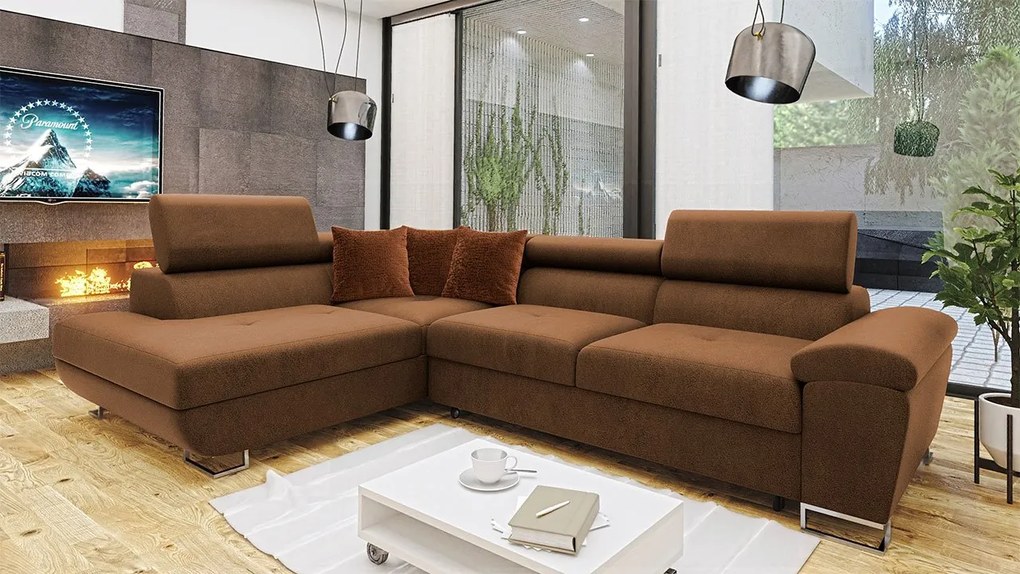 Rohová rozkladacia sedačka Alvin Premium, Dostupné poťahy: Otusso 02 + Sorriso 05 + Sorriso 05, Strana: ľavá