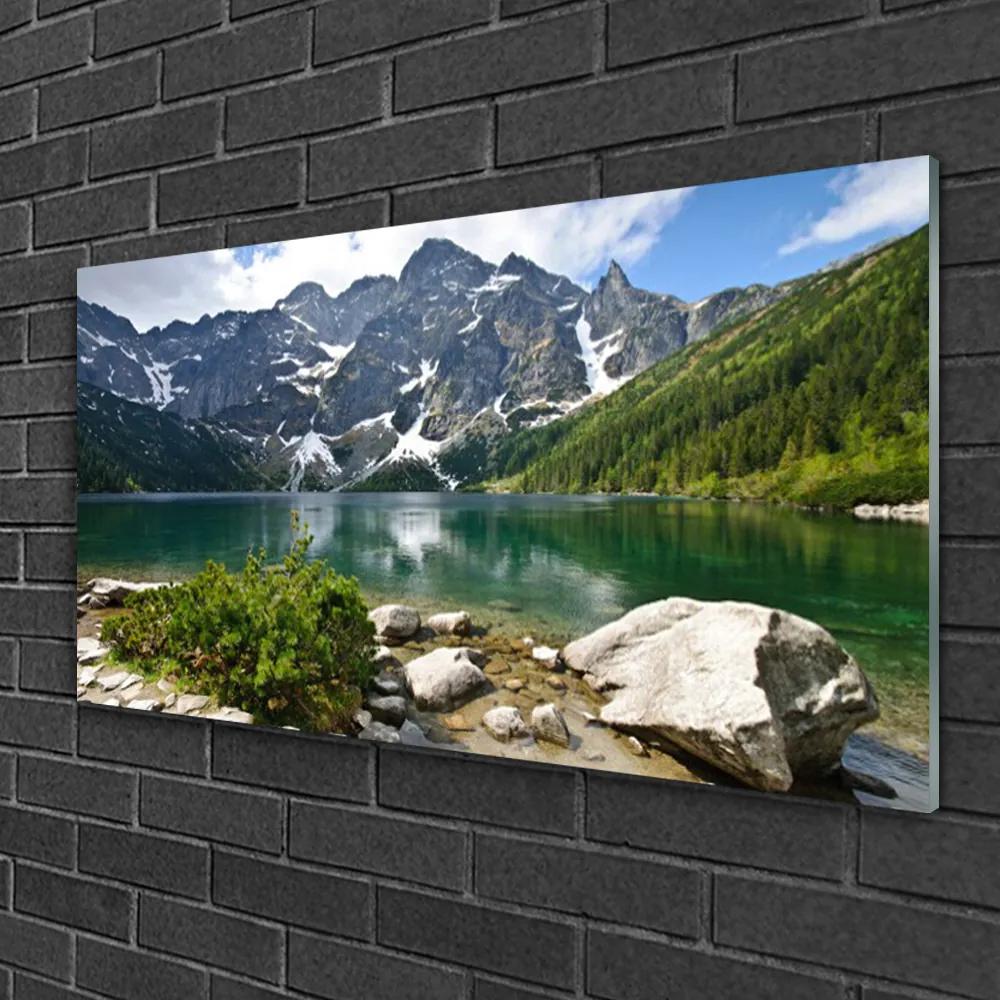 Skleneny obraz Jazero hory príroda 140x70 cm
