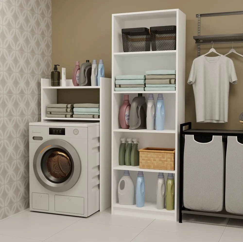 Kúpeľňový regál nad práčku NINA biely