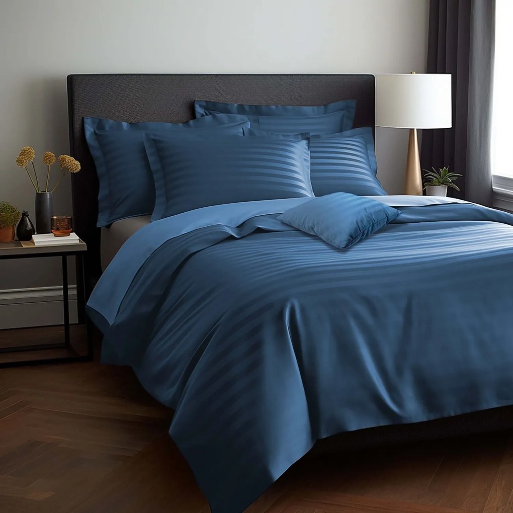 BAMBUSOVÉ OBLIEČKY STRIPE CHABER 200X220 CM, 2KS 70X80 CM, 4 KS 40X40 CM MODRÉ
