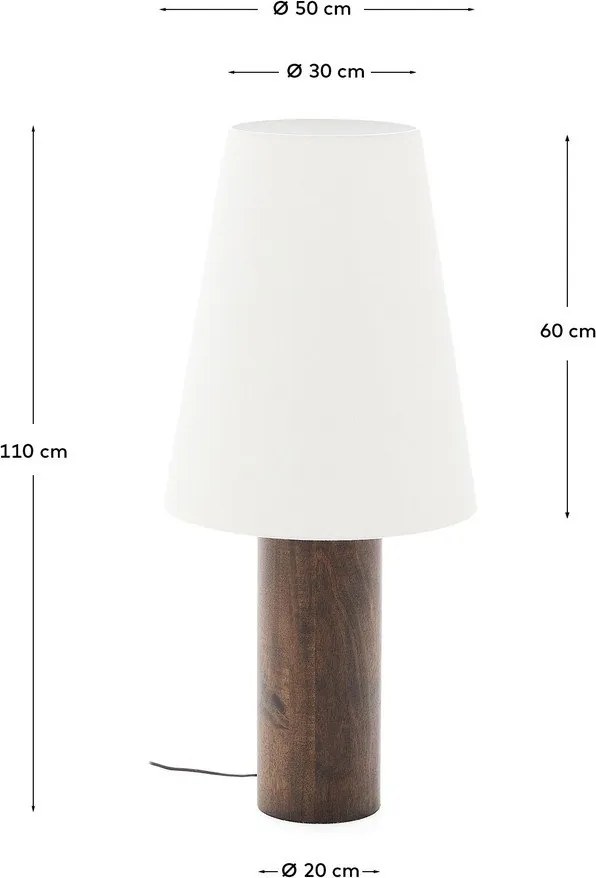 Biela/v tmavo prírodnej farbe stojacia lampa s textilným tienidlom (výška 110 cm) Marga – Kave Home