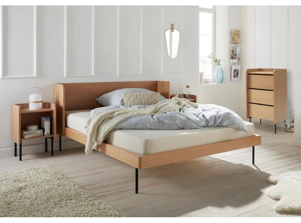 Dvojlôžková posteľ v dekore duba 180x200 cm v prírodnej farbe Wrap – Bonami Selection