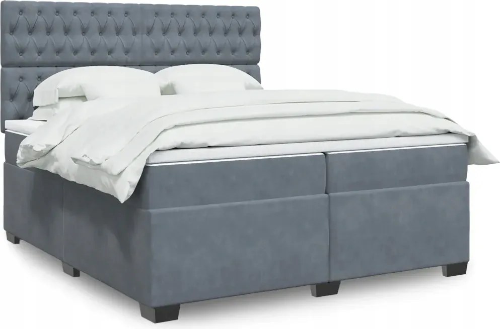 vidaXL Posteľný rám boxspring s matracom tmavosivý 200x200 cm zamat