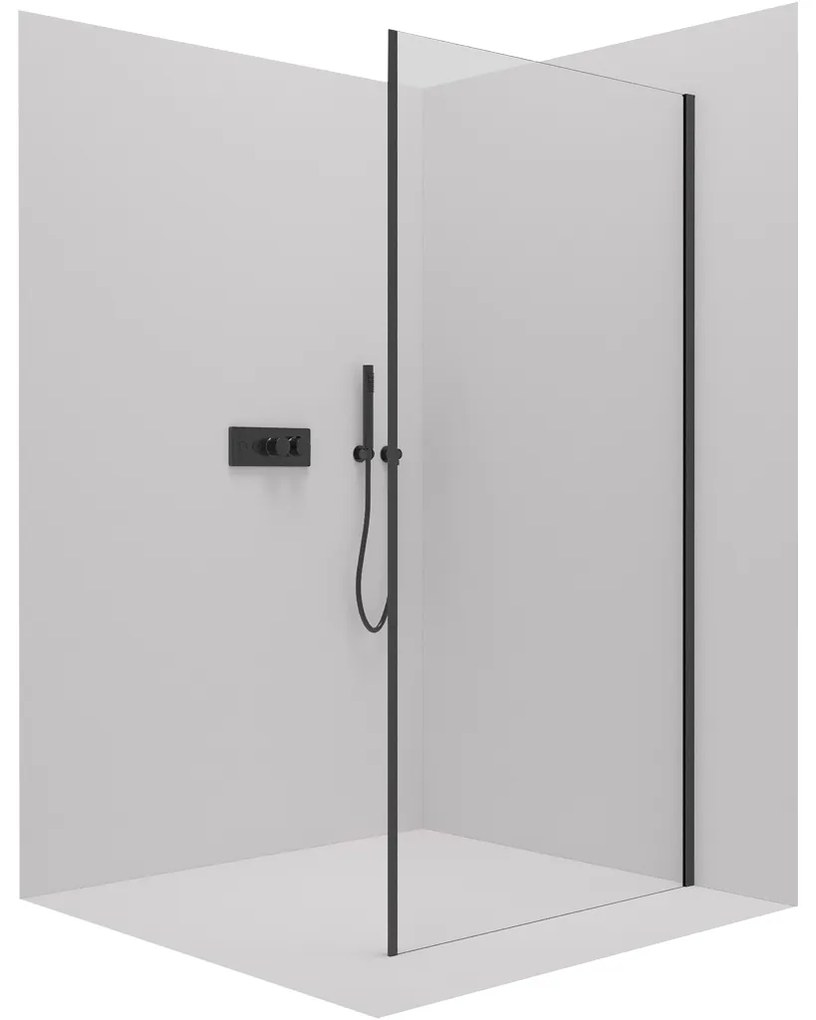 Cerano Porte, sprchová zástena ku sprchovému kútu 80x195 cm, 8mm číre sklo, čierny profil, CER-CER-413453