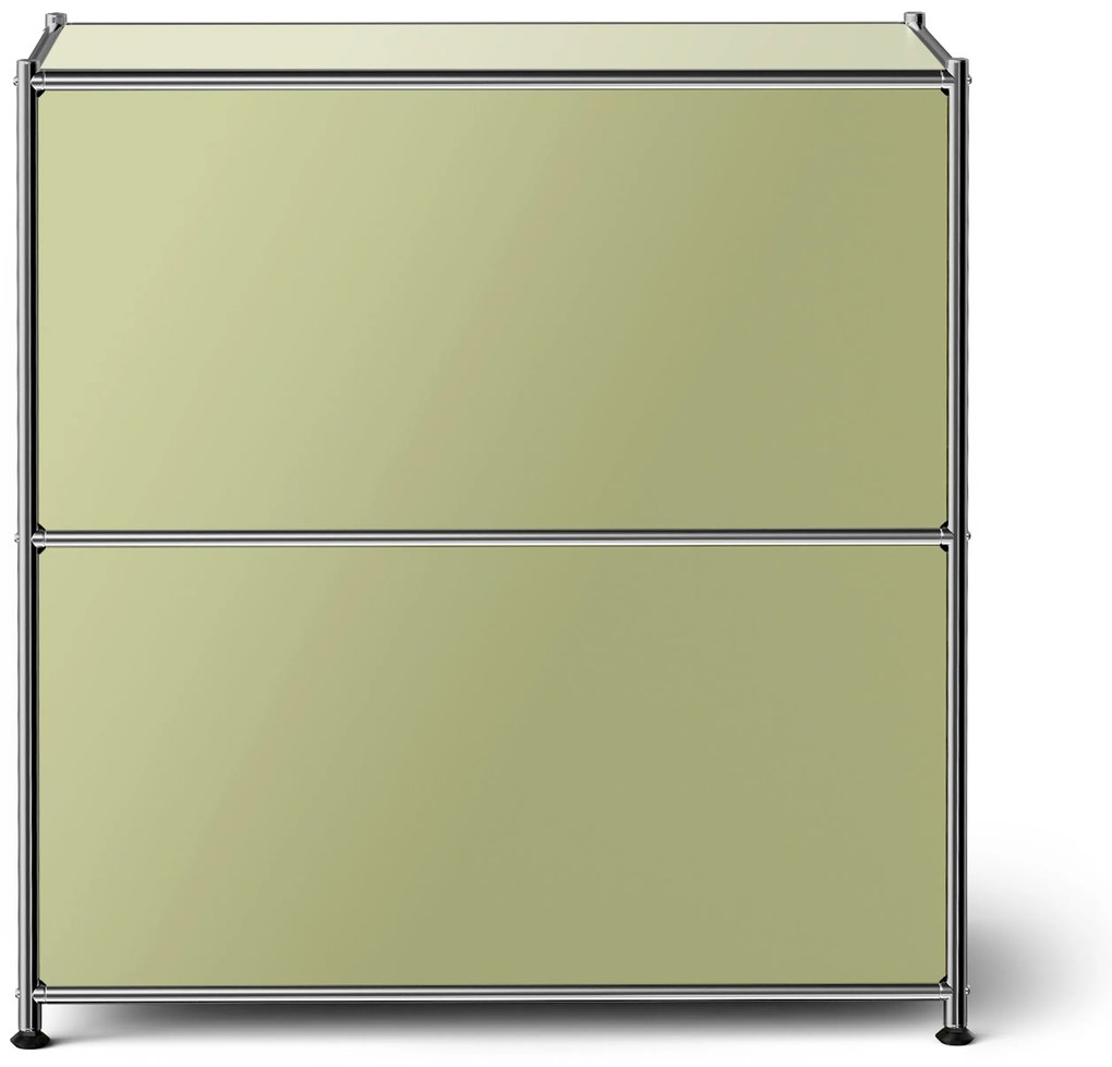 Nízka kovová komoda »CN3« s výklopnými priečinkami, pistáciová