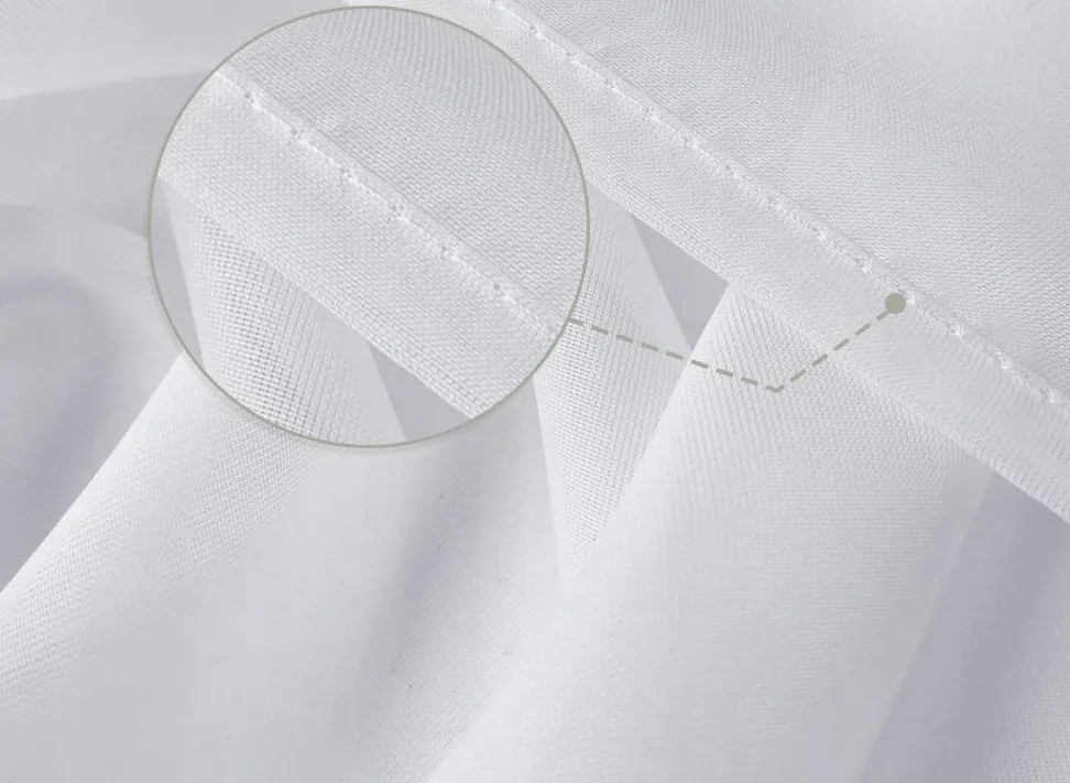 Dekorstudio Jednofarebná záclona GLAMOUR  - Biela - vlastný rozmer Uchytenie závesu: Dekoračné krúžky biele, Šírka záclony: 50cm
