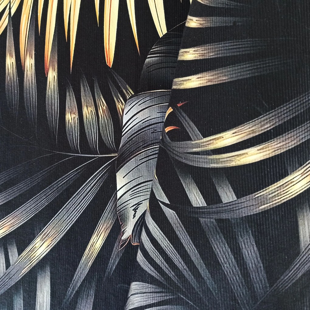 DY Čierno-zlatý koberec s motívom listov Black N 06 Rozmer: 120x180 cm