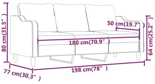vidaXL 3-miestna pohovka bledožltá 180 cm látka-