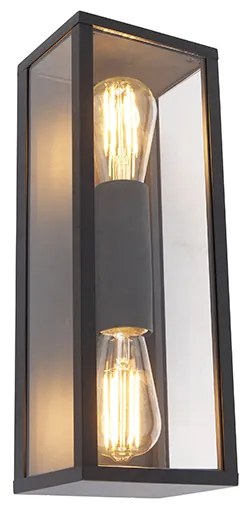 Priemyselná nástenná lampa čierna 38 cm 2-svetlo IP44 - Charlois