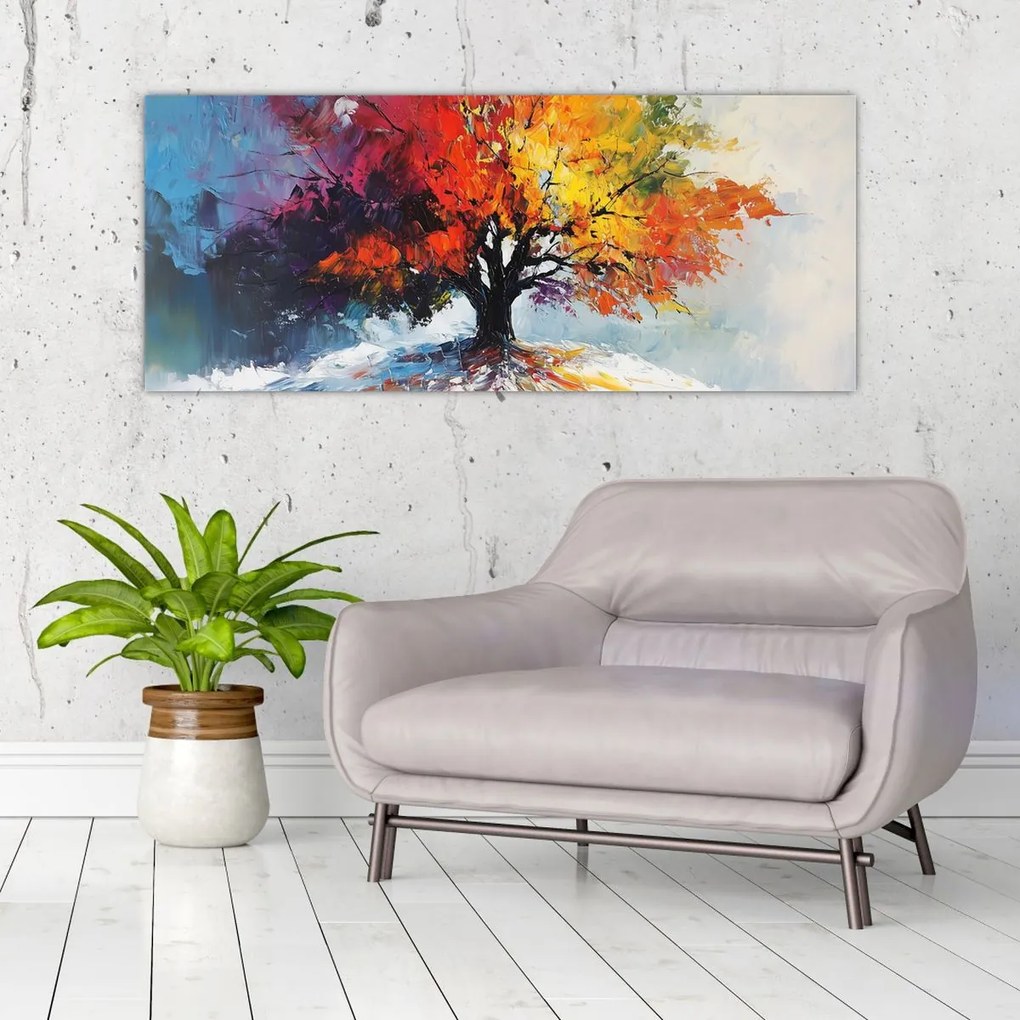 Obraz - Pestrofarebný strom (120x50 cm)