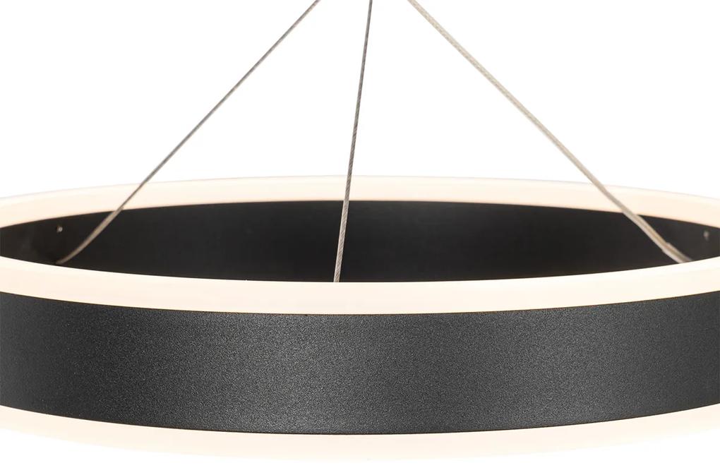 Závesné svietidlo čierne okrúhle vrátane LED 3-stupňové stmievateľné 3-svetlo - Lyani