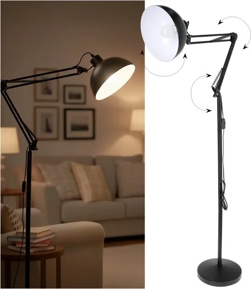 BRILAGI - Flexibilná stojacia lampa TASKER 1xE27/60W/230V 157 cm čierna