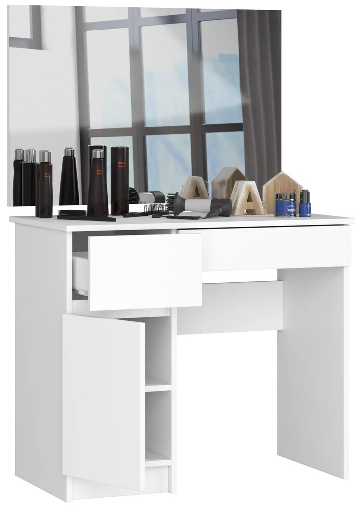 Toaletný stolík Parijat (biela) (so zrkadlom) (L). Akcia -19%. Vlastná spoľahlivá doprava až k Vám domov. 1128839