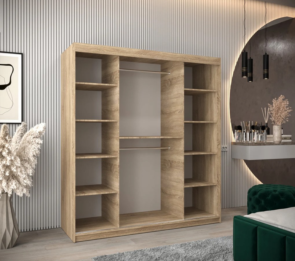 Šatníková skriňa 180 cm Verika 4 180 (dub sonoma + biela). Akcia -20%. Vlastná spoľahlivá doprava až k Vám domov. 1064298