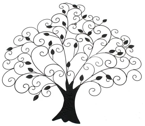 kovový strom dekorácia na stenu šedá patina 78×79×2cm