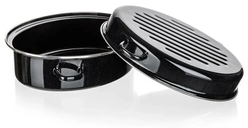 Banquet 2-dielny oválny smaltovaný pekáč CULINARIA Black, 38 cm
