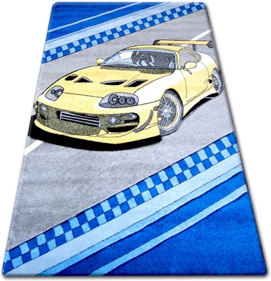 Detský kusový koberec Závodní auto modrý, Velikosti 140x190cm