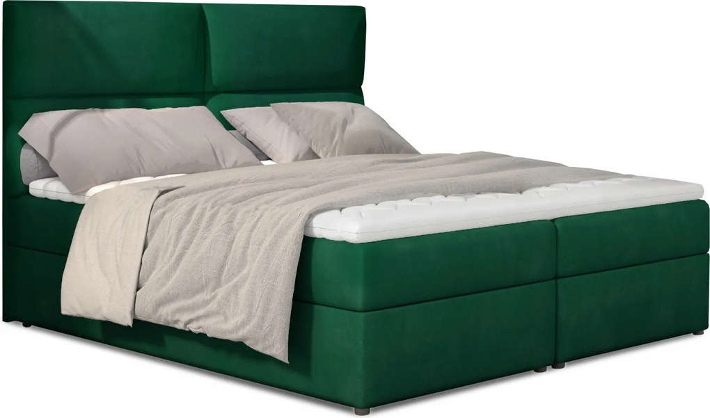 Manželská posteľ Boxspring 165 cm Alyce (zelená) (s matracmi)