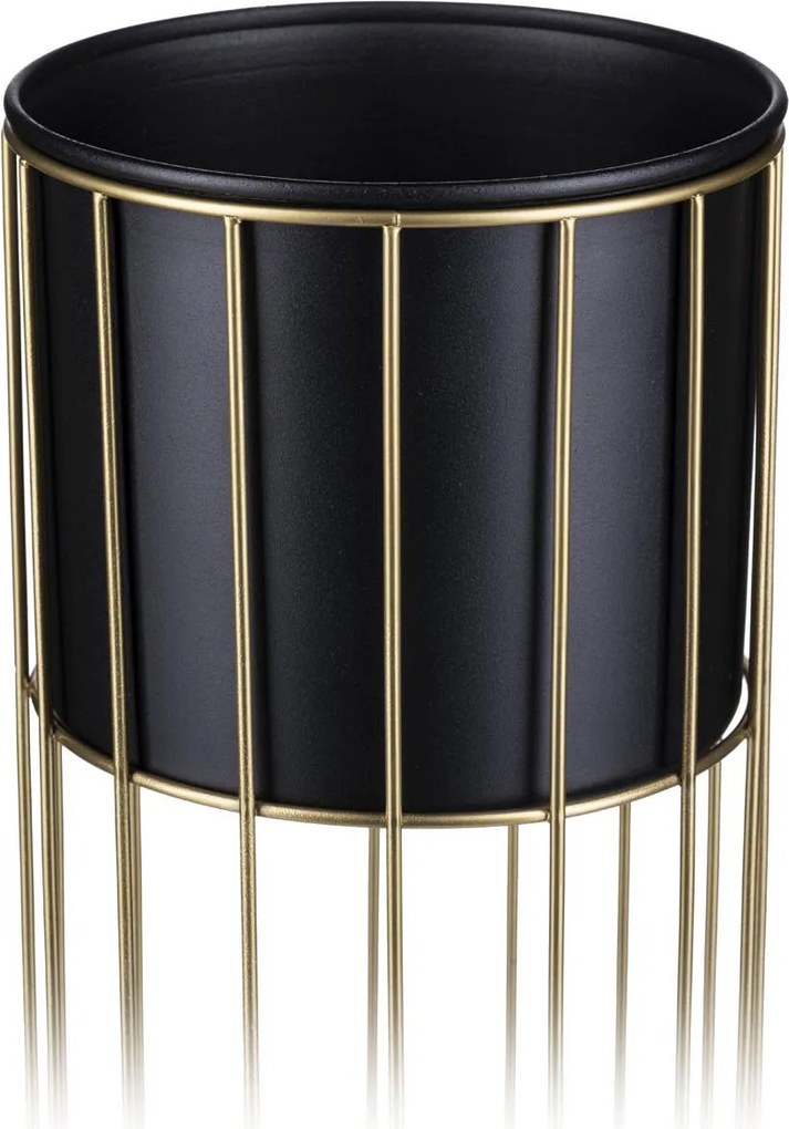 KOVOVÝ KVETINÁČ SO STOJANOM GLAM 70X20 CM ČIERNA/ZLATÁ