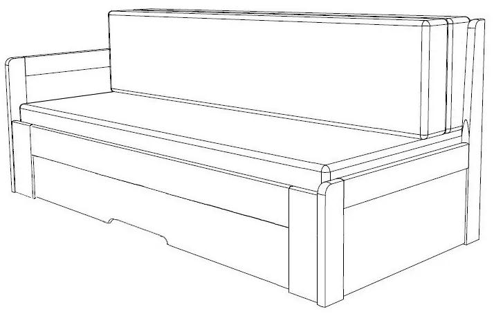 BMB TANDEM ORTHO bez roštov 90 x 200 cm - rozkladacia posteľ z dubového masívu vysoká pravá, dub masív