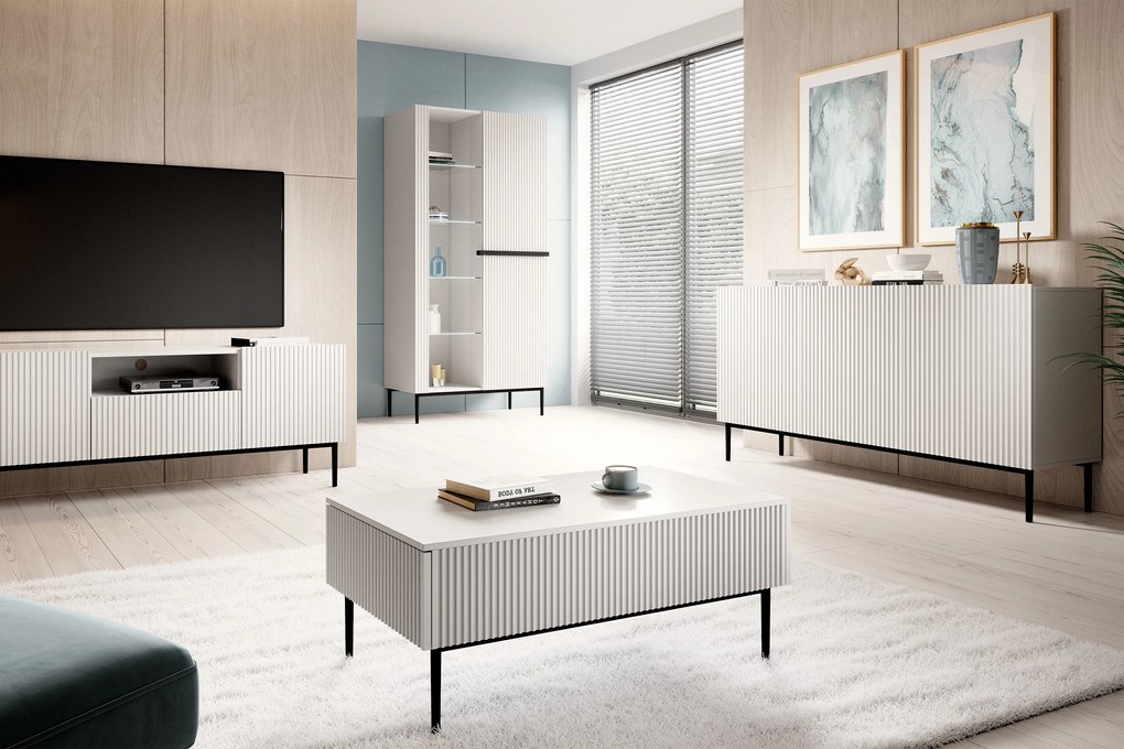 Komoda Nicole 150 cm - biely mat / čierna