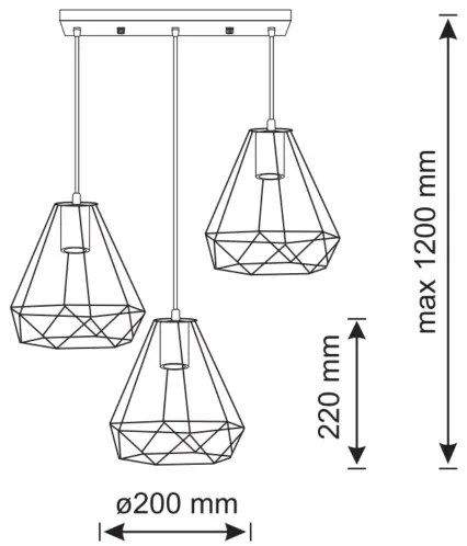 Luster na lanku VIGO 3xE27/20W/230V