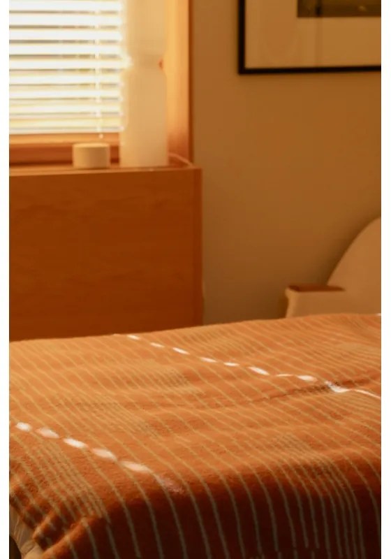 Vlnená deka Aurora 130x180, sivo-oranžová prírodne farbená / Finnsheep