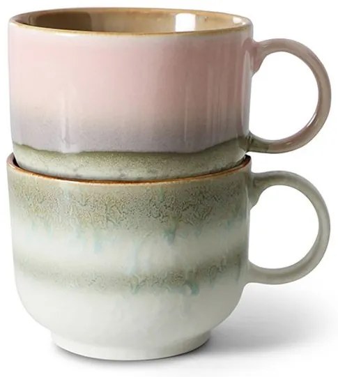 Set 2ks hrnček na čaj 70s Lush Tea - 14 * 10 * 8cm / 425 ml