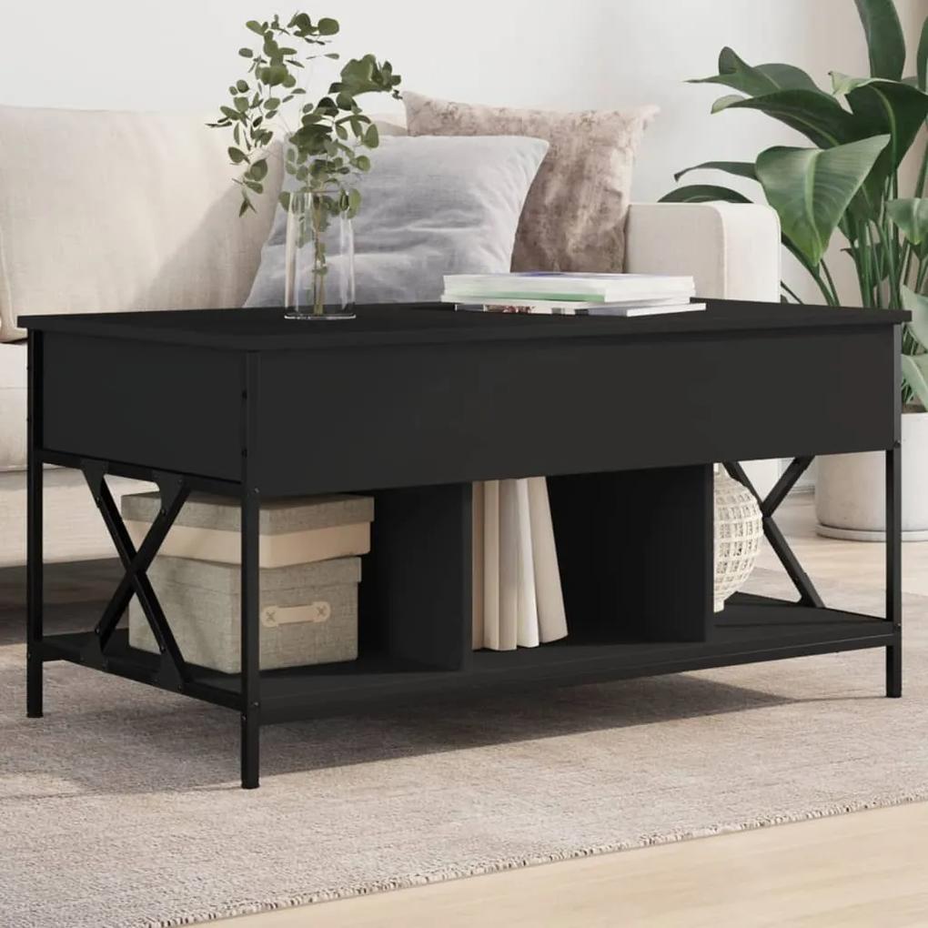 Konferenčný stolík čierny 100x55x50 cm kompozitné drevo a kov 845336