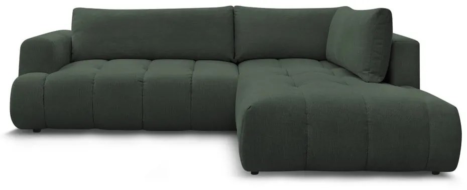 Zelená rozkladacia/s úložným priestorom rohová pohovka (pravý roh/do L) Fuji – Bobochic Paris