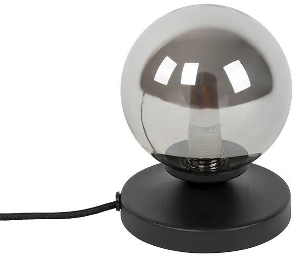 Moderná stolná lampa čierna s dymovým sklom - Atény