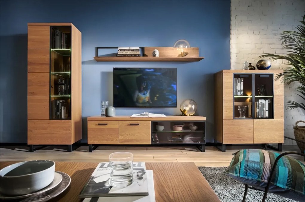 Vitrína Pratto 11 67 cm z masivu pravá dub Rustikal