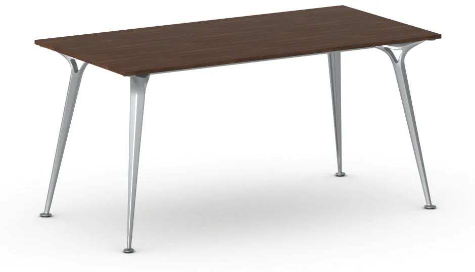 Kancelársky stôl PRIMO ALFA, sivostrieborná podnož, 1600 x 800 mm, orech