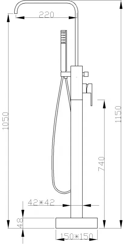 Mexen Avila, voľne stojaca vaňová batéria, zlatá lesklá, 75833-50