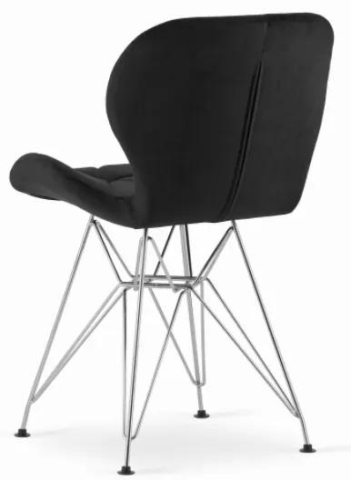 Zamatová stolička Paris čierna so striebornými nohami