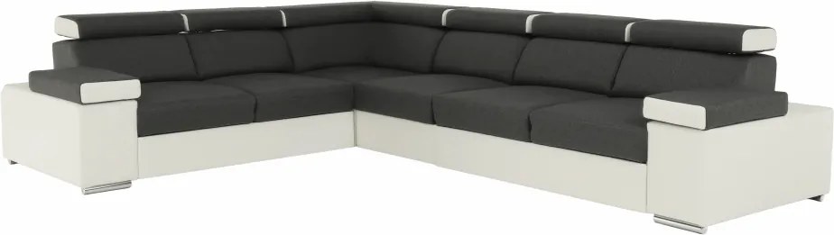 Rohová sedacia súprava, sivá/biela, pravá, MARBELA LUX 2+3