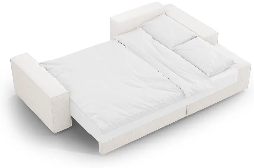 Biela rozkladacia rohová pohovka z textílie bouclé (pravý roh) Jodie – Micadoni Home