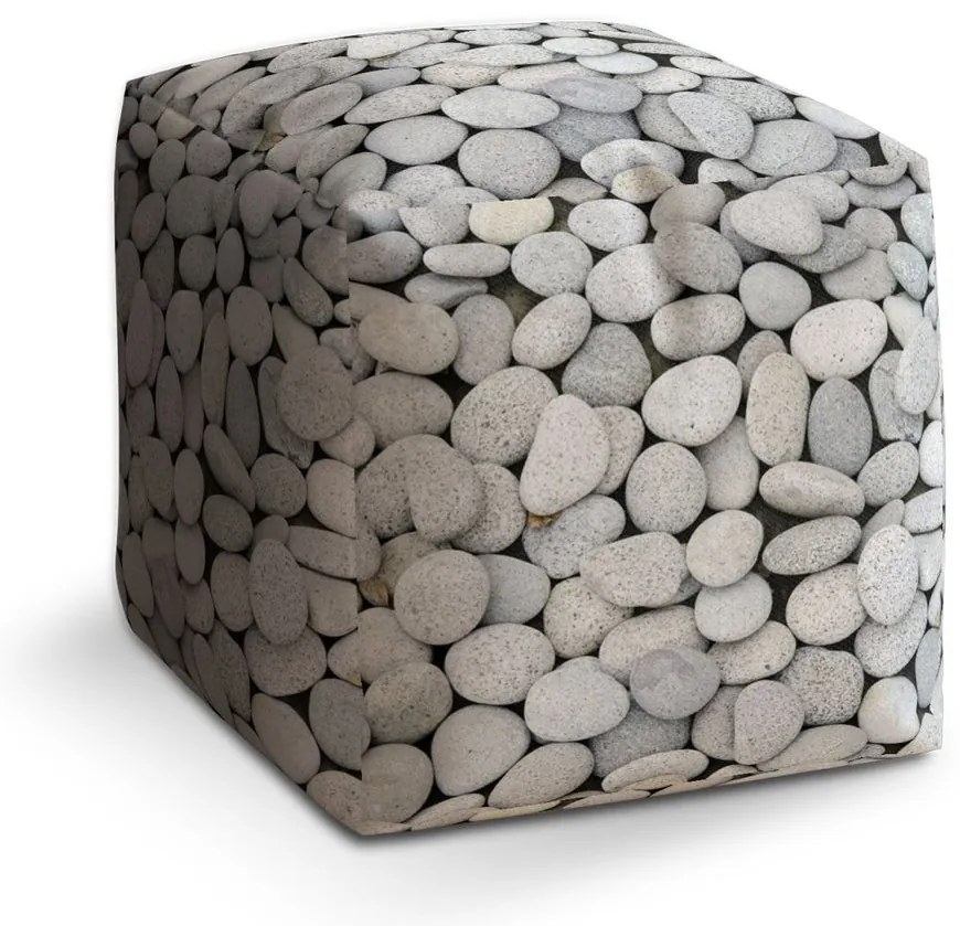 Taburet Cube okruhliaky, sivá