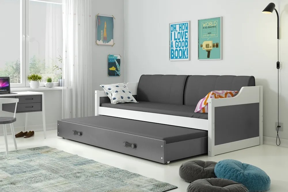 BMS Group Detská posteľ s prístelkou DÁVID 190 x 80 cm biela grafit