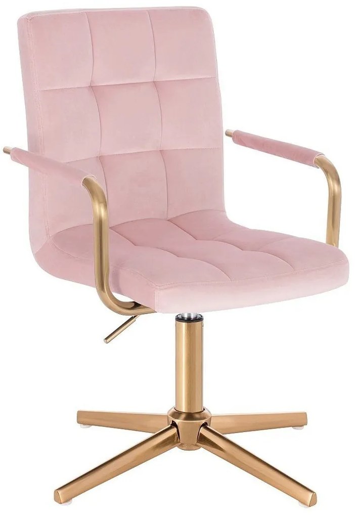 LuxuryForm DESIGN Otočná stolička VERONA GOLD VELUR na zlatom kríži - ružová