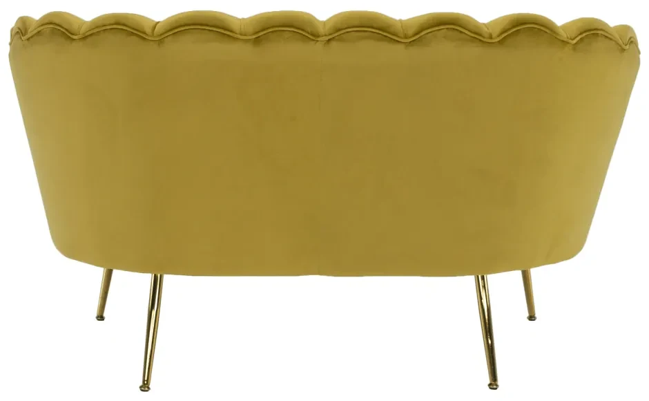 Lavica v štýle Art-deco, horčicová Velvet látka/gold chróm-zlatý, NOBLIN
