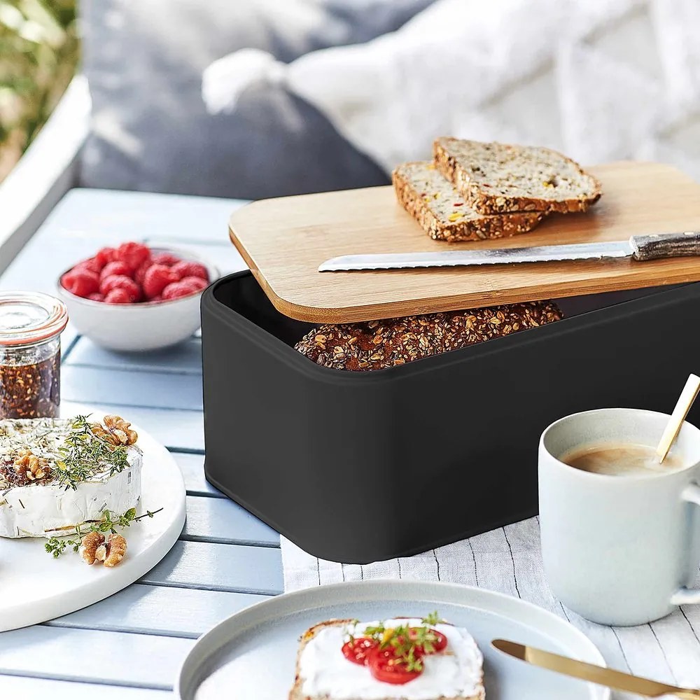 BREAD'N'BREAKFAST Chlebník s viečkom - čierna