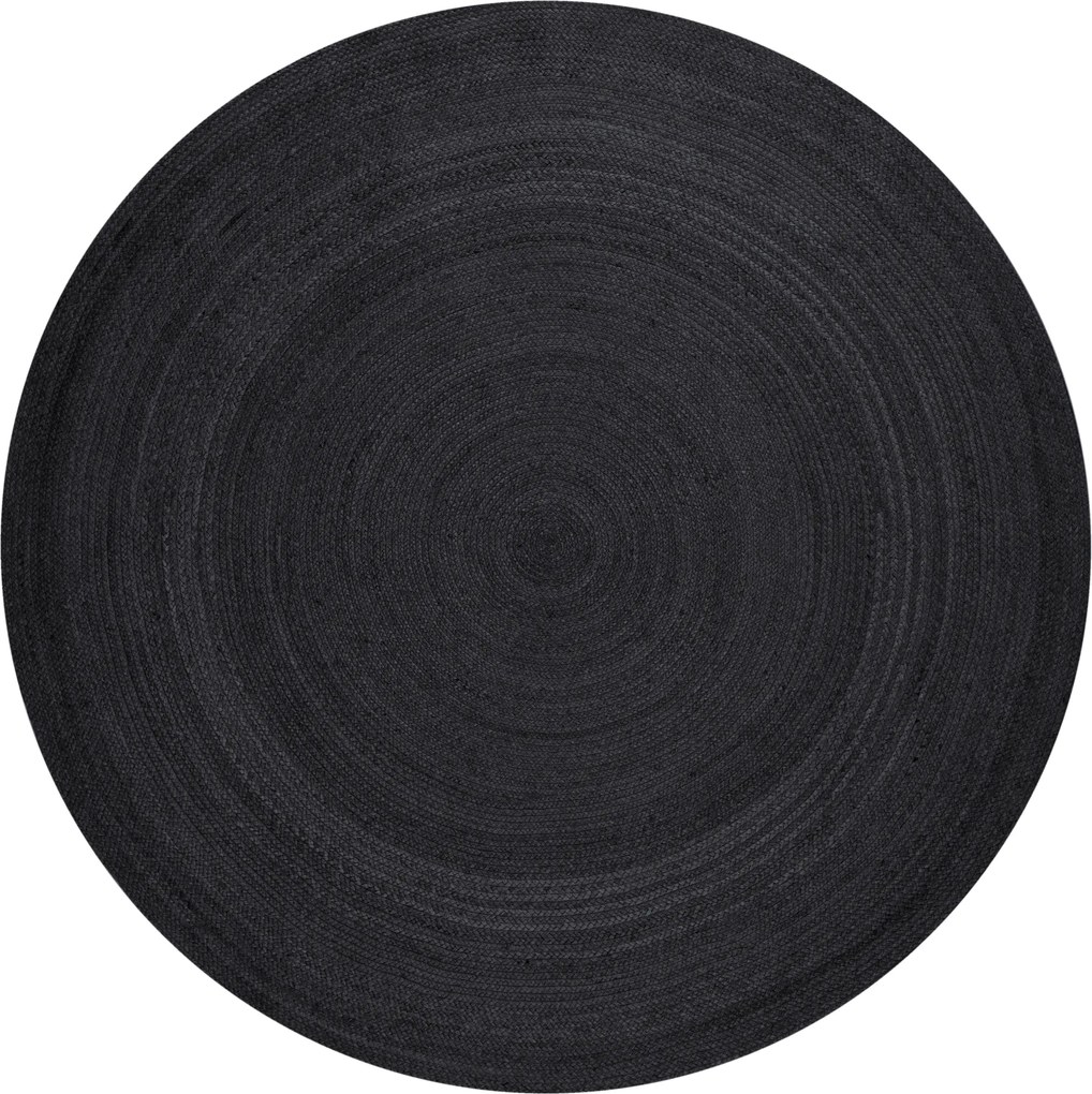 Kusový koberec Jute Braided 106322 Black kruh, 200x200 (priemer) kruh, čierna, chodba / predsieň, Hanse Home
