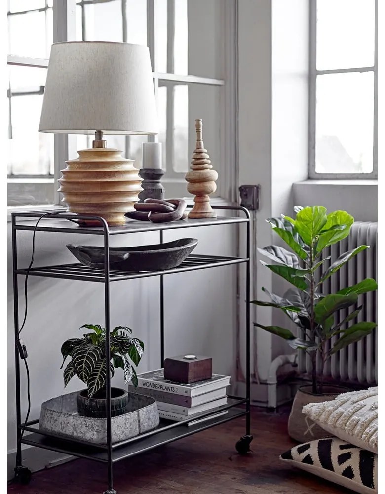 Stolová lampa v tmavoprírodnej farbe s textilným tienidlom (výška 54 cm) Svale – Bloomingville