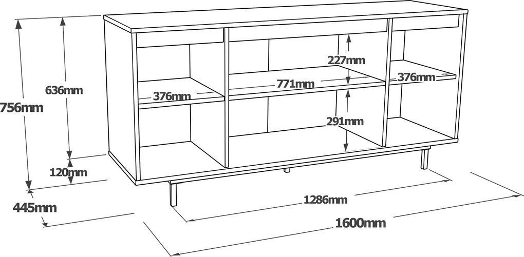 Komoda Houseland Vera dub Wotan/čierna